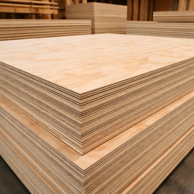 Sampel fisik kayu lapis Multipleks Plywood dengan serat silang kuat