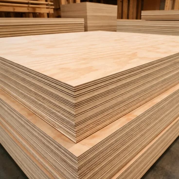 Sampel fisik kayu lapis Multipleks Plywood dengan serat silang kuat